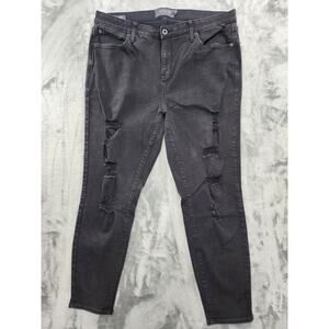 Torrid Jeans Womens 18R Black Distressed Sky High Skinny Stretch‎ Denim Ripped